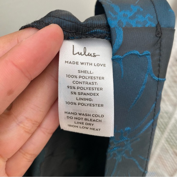 Lulu's Beyond Grateful Black Floral Jacquard Satin Velvet Tie Strap Midi Dress - Picture 12 of 12